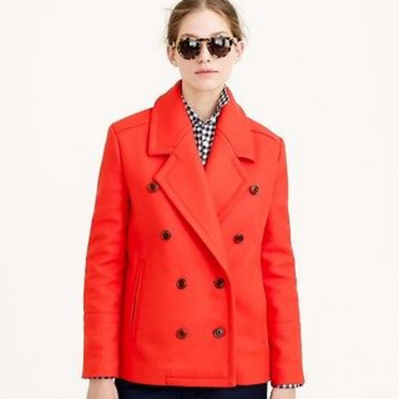 J CREW Wool Melton Peacoat 8/10T WARM RED JACKET - Picture 1 of 8